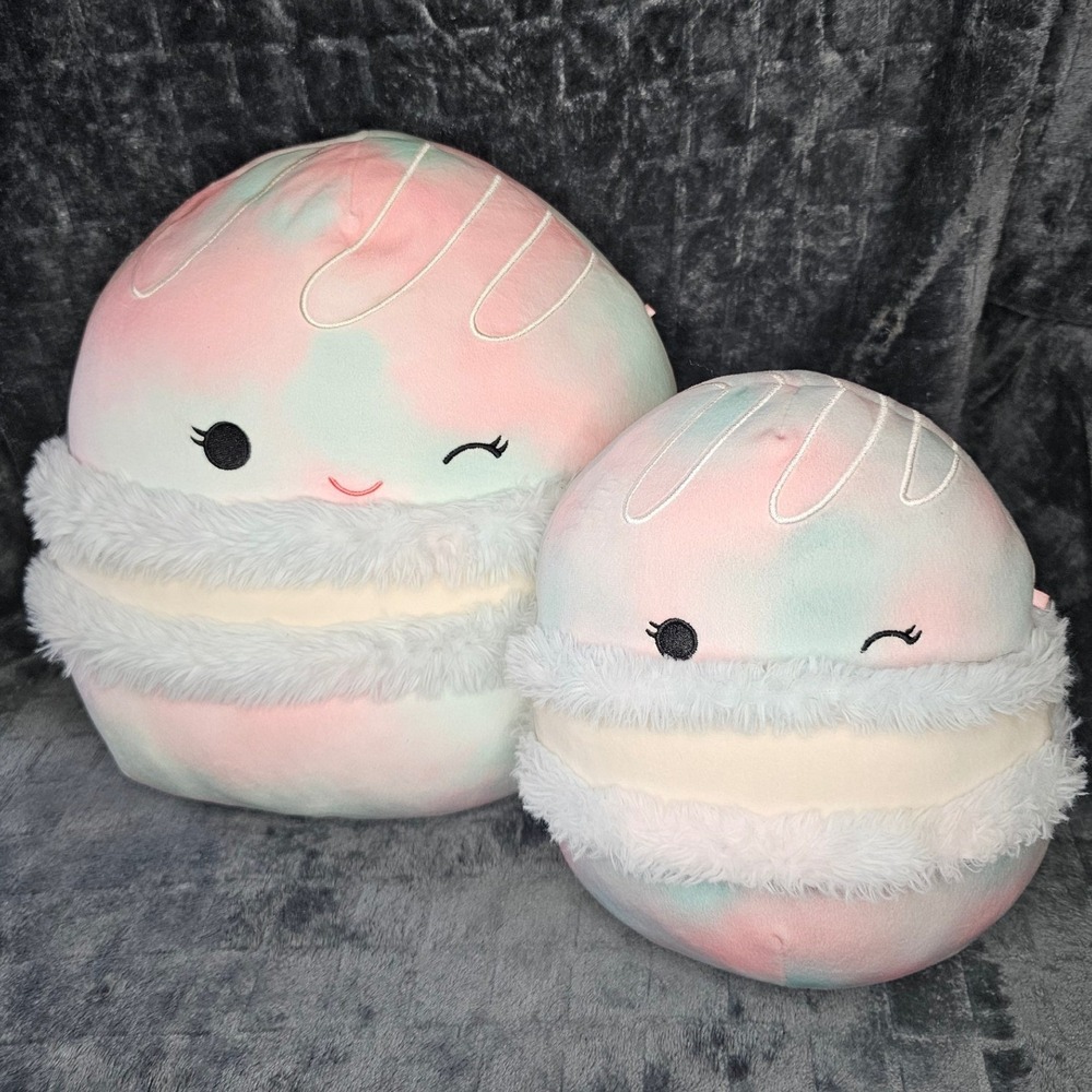 Squishmallows Lizma the Macaron Plush Set 12" & 8" Pink Teal Tie Dye
